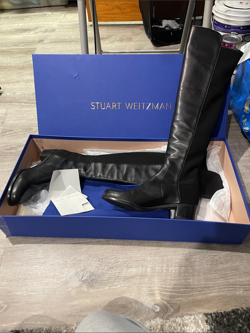 Stuart Weitzman Black Over-the-Knee Leather Boots